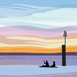 Paddleboarders Silhouette