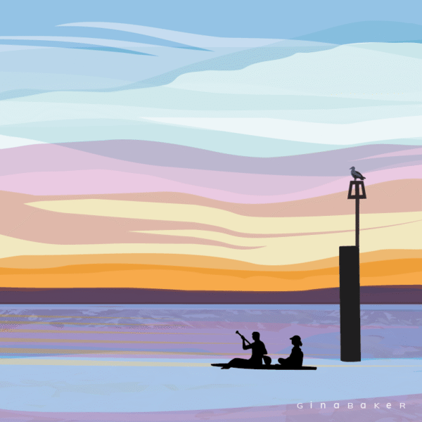 Paddleboarders Silhouette - Image 2