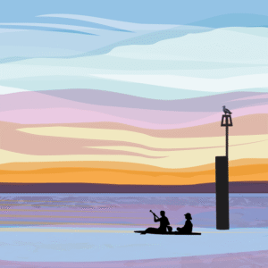 Paddleboarders Silhouette