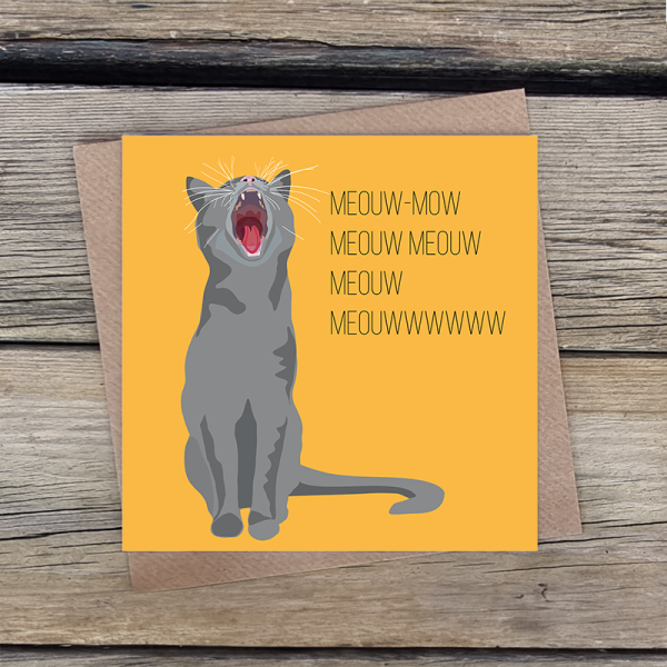 Grey Cat Happy Birthday